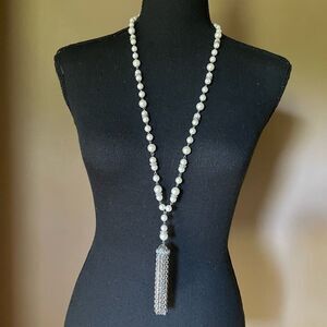 Simply Vera Faux Long Metal Tassel Necklace